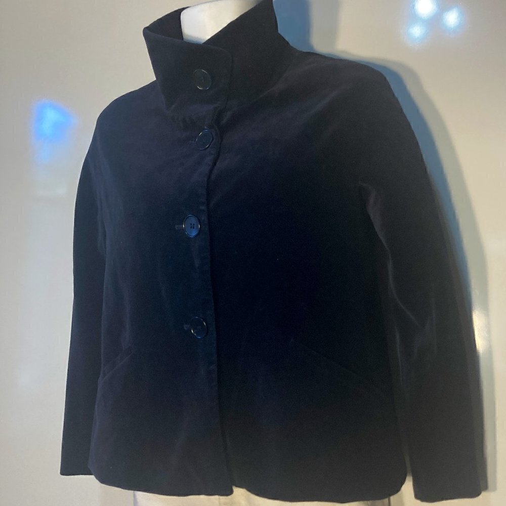 Talbots SZ 4P Navy velvet boxy blazer jacket Dark Romantic Formal Whimsigoth